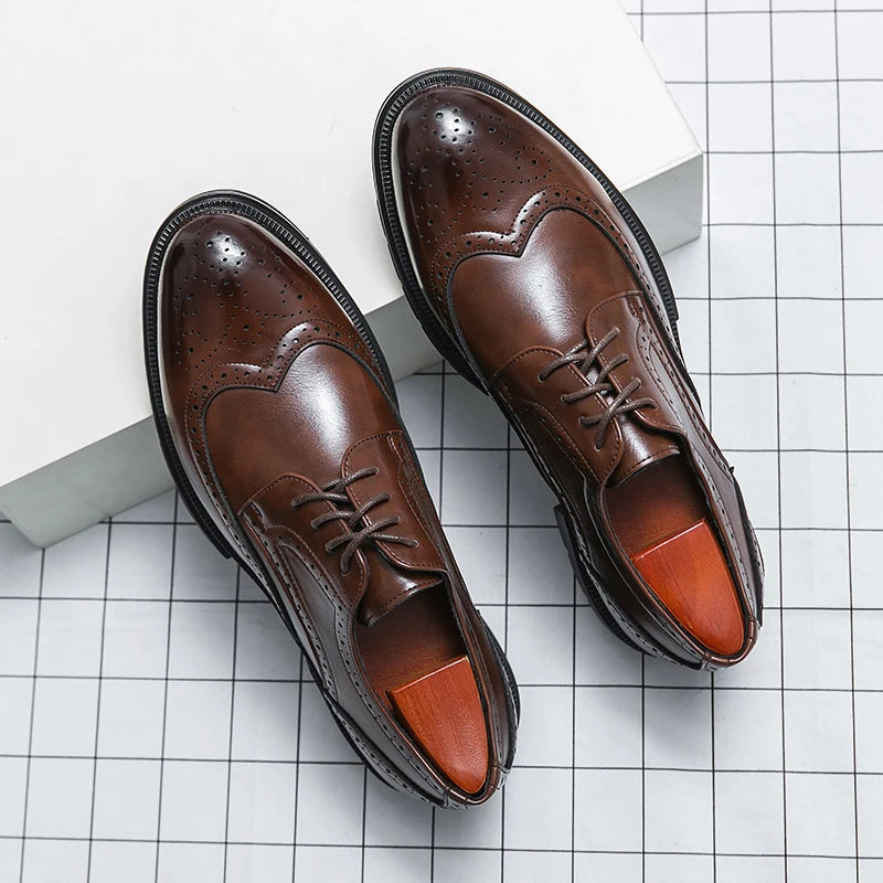 Elegant Leather Brogue Dress Shoes