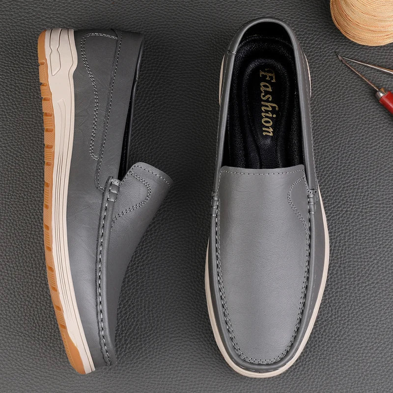 Elegant Leather Slip-On Wedding Shoes