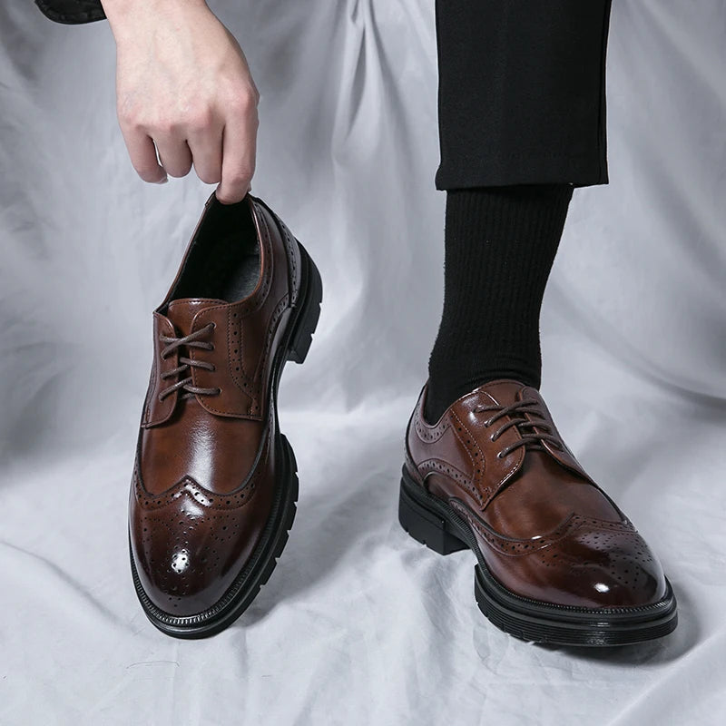 Elegant Leather Brogue Dress Shoes