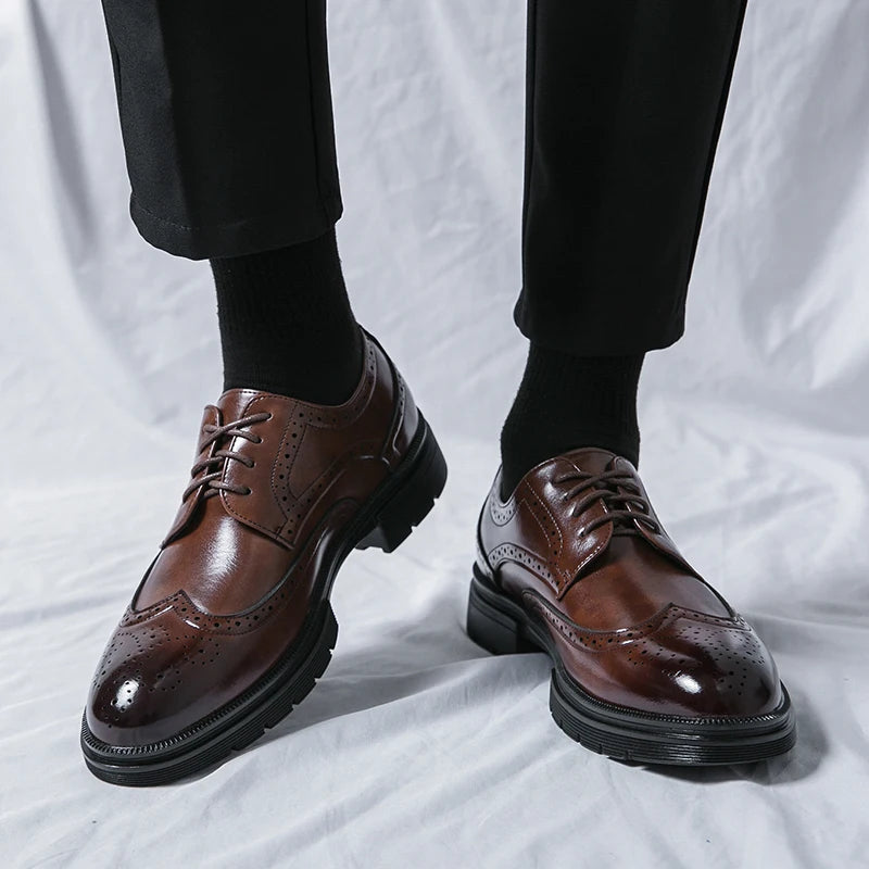 Elegant Leather Brogue Dress Shoes