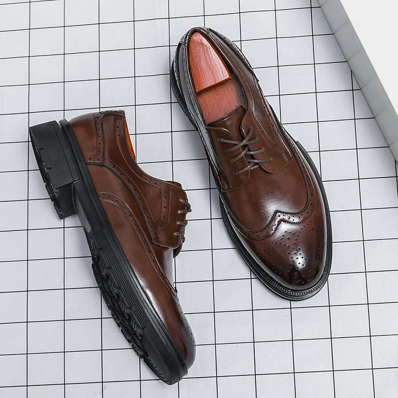 Elegant Leather Brogue Dress Shoes