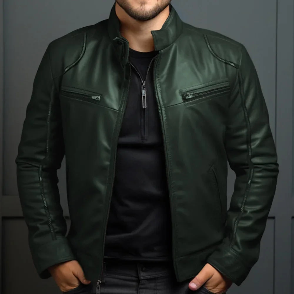 Elegant Men's Leather Biker Jacket