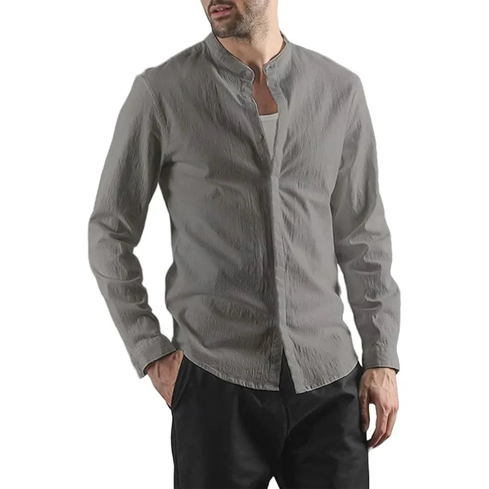 Elegant Long Sleeved Cotton Linen Shirt