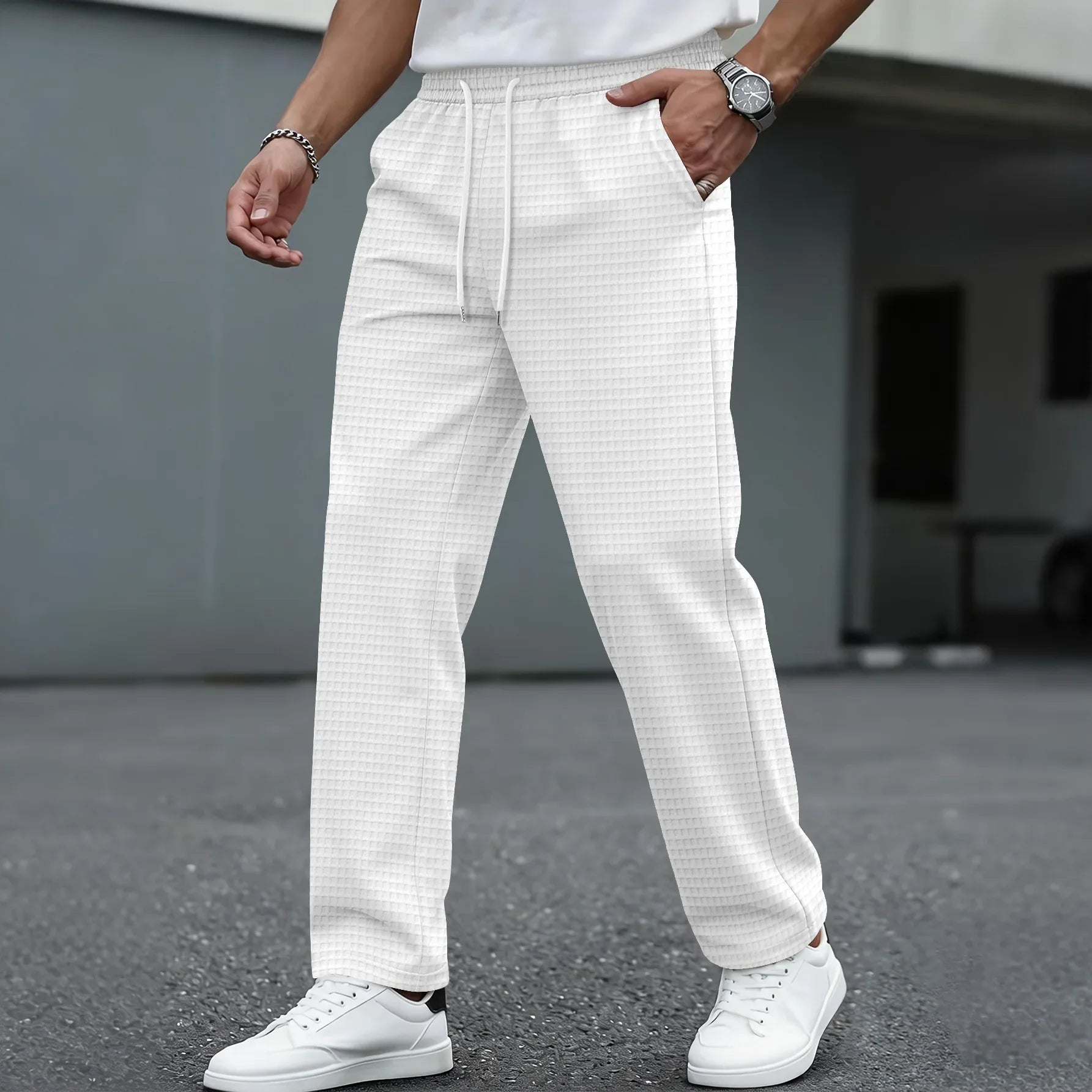 Elegant Waffle Knit Pants