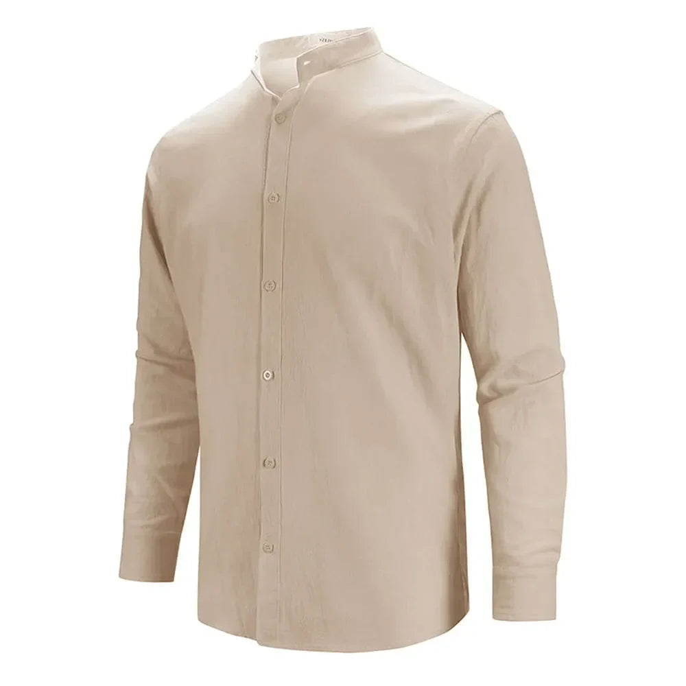 Elegant Long Sleeved Cotton Linen Shirt
