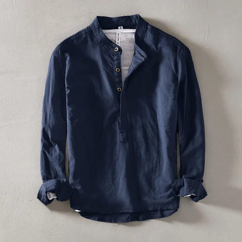 Elegant Japanese Style Linen Shirt