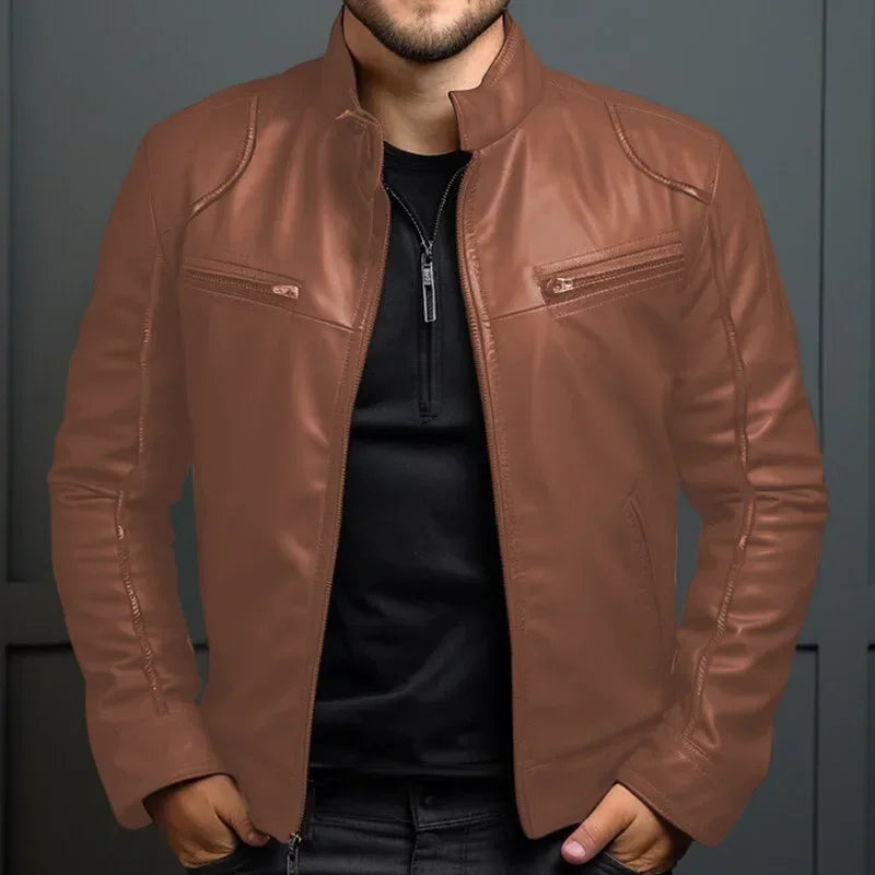 Elegant Men's Leather Biker Jacket