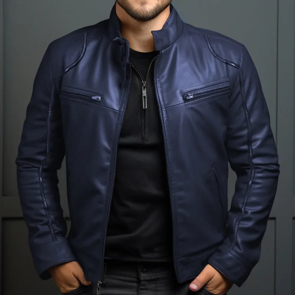 Elegant Men's Leather Biker Jacket