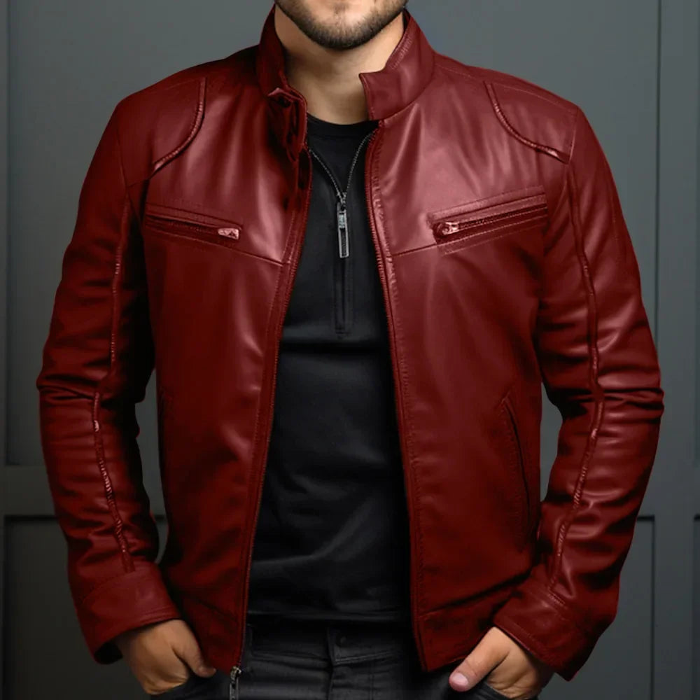 Elegant Men's Leather Biker Jacket