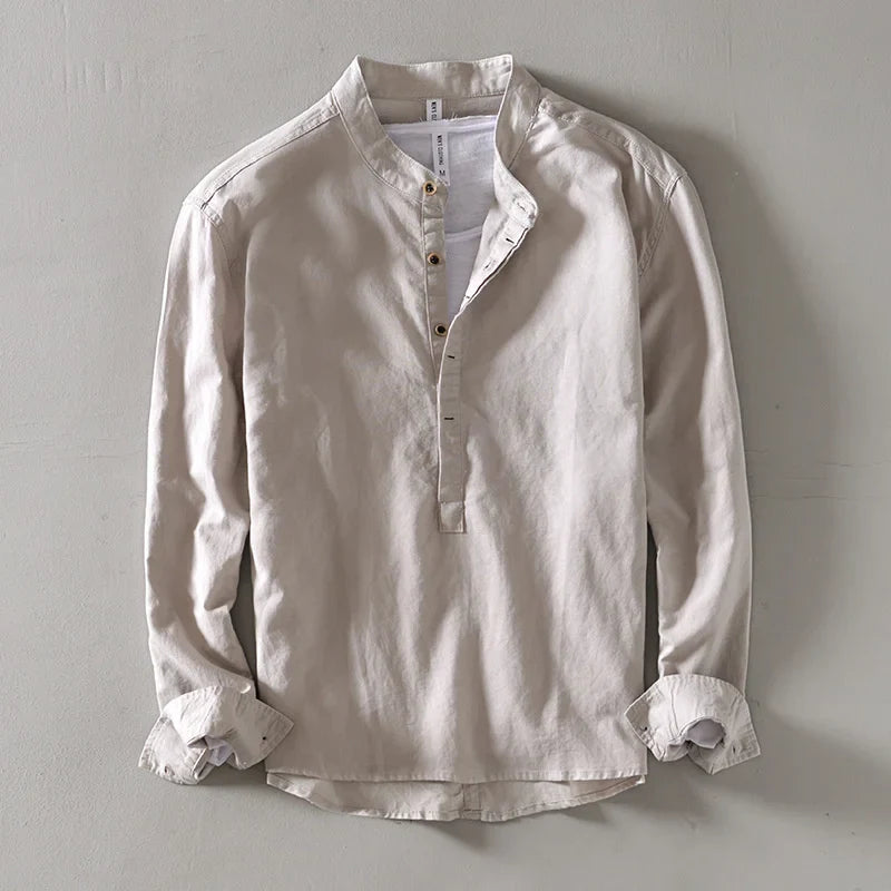 Elegant Japanese Style Linen Shirt