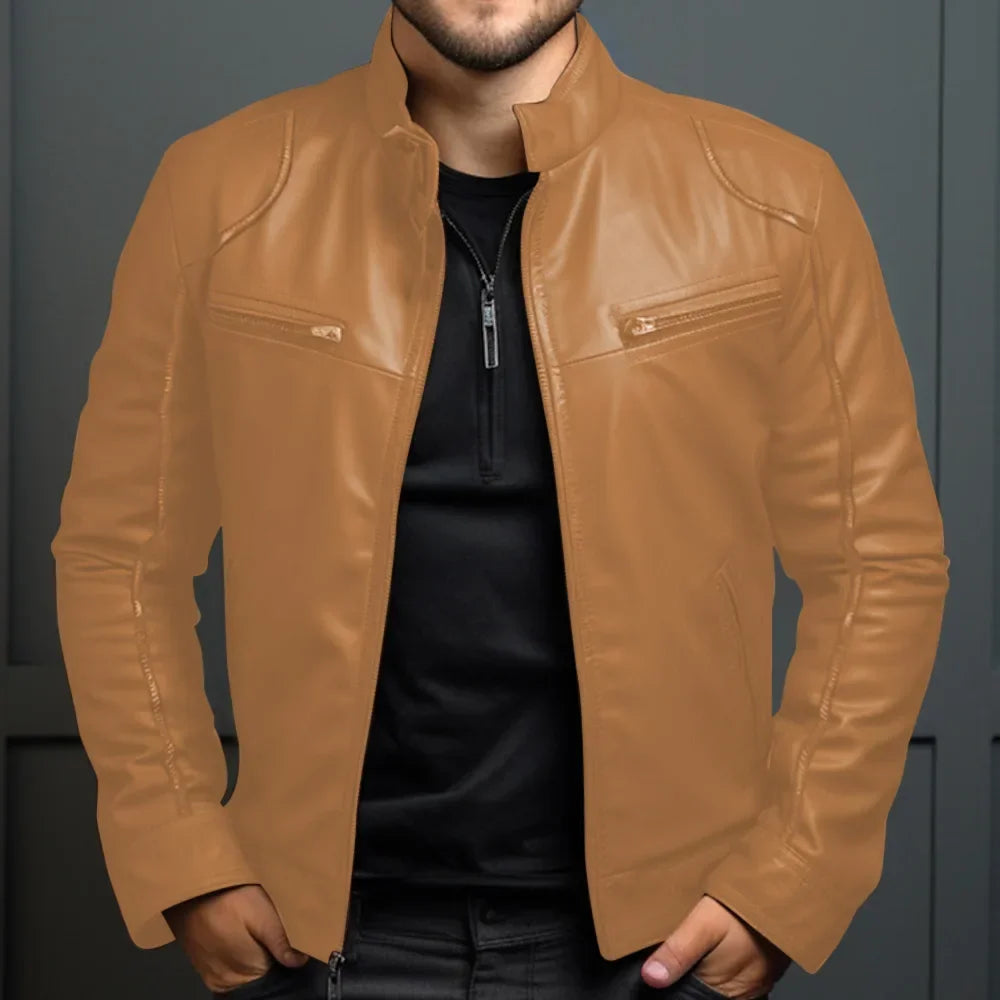 Elegant Men's Leather Biker Jacket