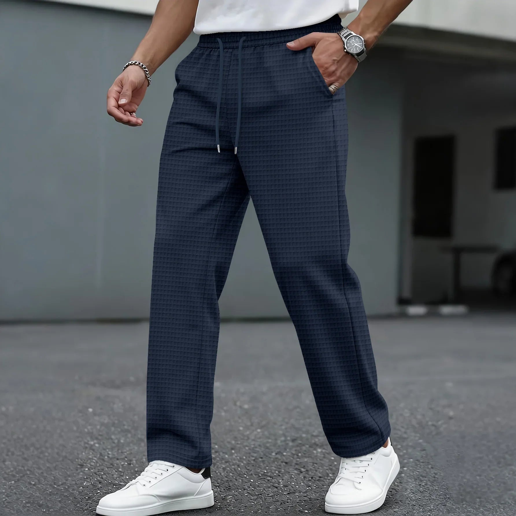 Elegant Waffle Knit Pants