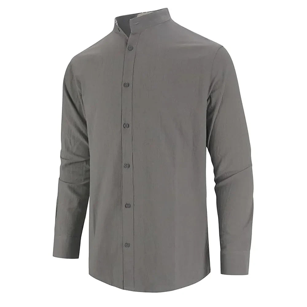 Elegant Long Sleeved Cotton Linen Shirt