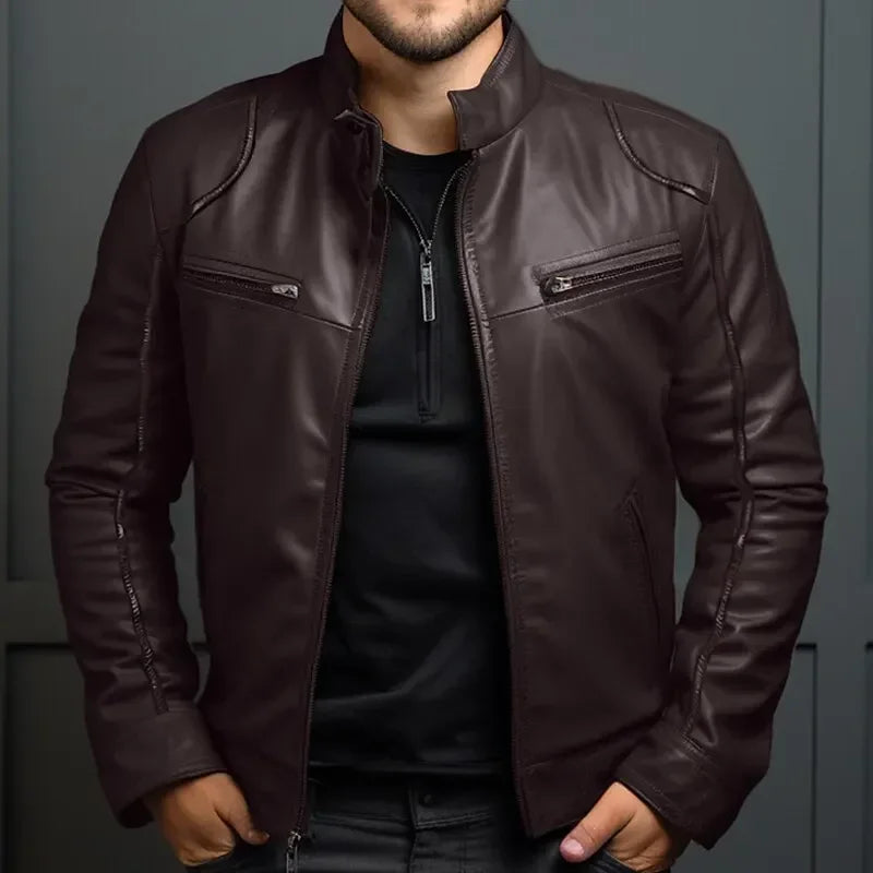 Elegant Men's Leather Biker Jacket