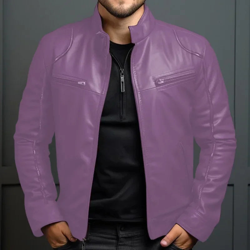 Elegant Men's Leather Biker Jacket