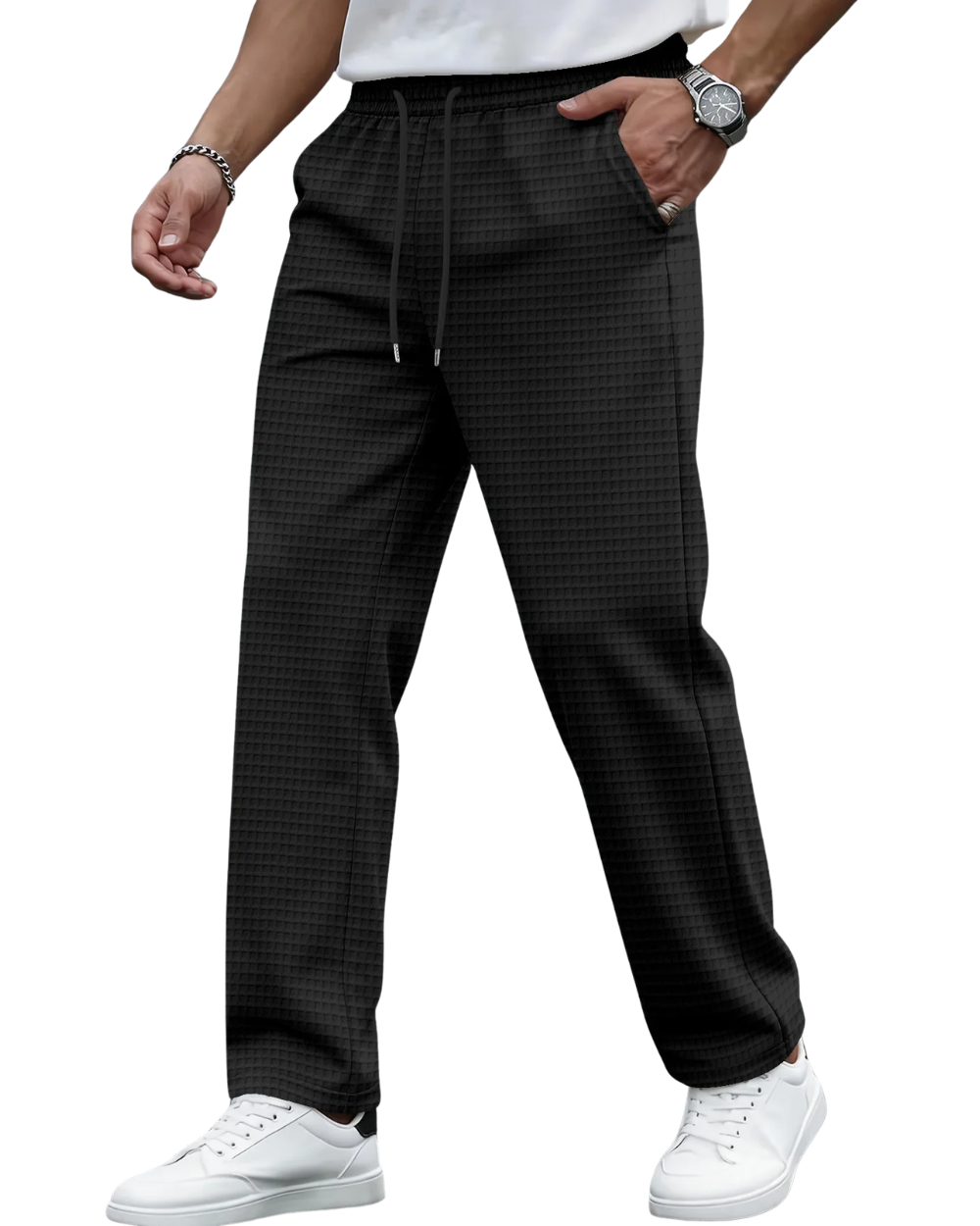 Elegant Waffle Knit Pants
