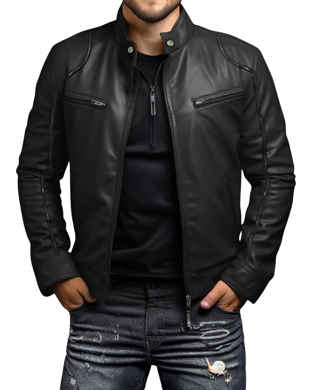 Elegant Men's Leather Biker Jacket