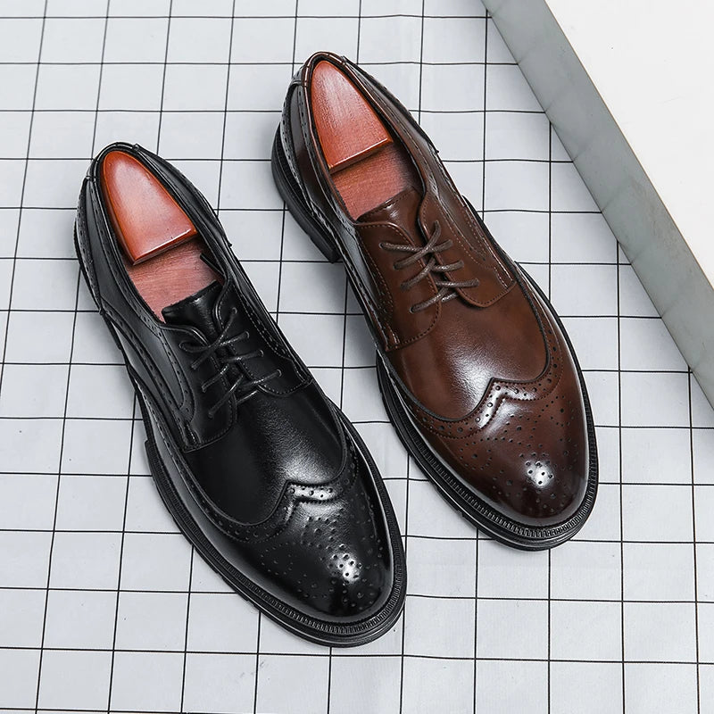 Elegant Leather Brogue Dress Shoes