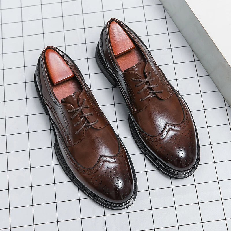 Elegant Leather Brogue Dress Shoes